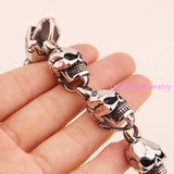 Punk Skull Link Bracelets Hand Chain Stainless Steel Mens Jewellery