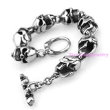 Punk Skull Link Bracelets Hand Chain Stainless Steel Mens Jewellery