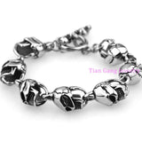 Punk Skull Link Bracelets Hand Chain Stainless Steel Mens Jewellery