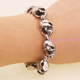 Punk Skull Link Bracelets Hand Chain Stainless Steel Mens Jewellery