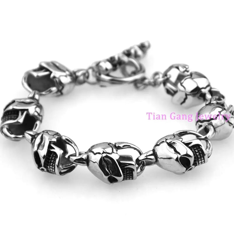 Punk Skull Link Bracelets Hand Chain Stainless Steel Mens Jewellery