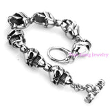 Punk Skull Link Bracelets Hand Chain Stainless Steel Mens Jewellery