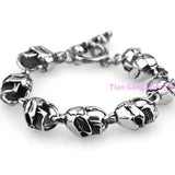 Punk Skull Link Bracelets Hand Chain Stainless Steel Mens Jewellery