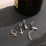 Punk Silver Metal Cherry Earring Heart Tassel Chain Y2K Bear Bow Hoop for Women