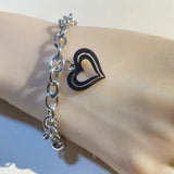 Women's Silver Heart Charm Bracelet