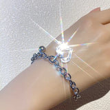 Women's Silver Heart Charm Bracelet