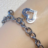 Women's Silver Heart Charm Bracelet