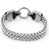 Punk Skeleton Head Chain Bracelets For Men Stainless Steel Double Skull Heads