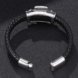 Punk Skull Cross Magnetic Clasp Bracelet Men Leather Rock Jewelry