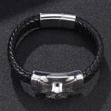Punk Skull Cross Magnetic Clasp Bracelet Men Leather Rock Jewelry