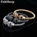 Gothic Punk Skull Crystal Bangle Men's Jewelry