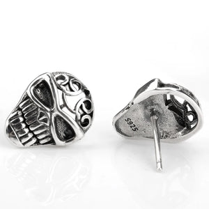 Punk Skull Earrings 925 Sterling Silver Evil Rock Studs