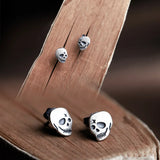 Punk Skull Earrings 925 Sterling Silver Couple Ear Studs