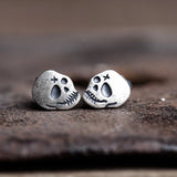 Punk Skull Earrings 925 Sterling Silver Couple Ear Studs