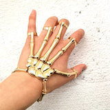 Punk Skull Finger Bracelet Gothic Skeleton Bone Hand Bead Chain
