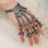 Punk Skull Finger Bracelet Gothic Skeleton Bone Hand Bead Chain