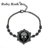 Punk Skull Flowers Zircon Bracelet Wedding Gift