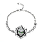 Punk Skull Flowers Zircon Bracelet Wedding Gift