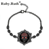 Punk Skull Flowers Zircon Bracelet Wedding Gift