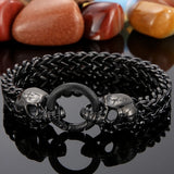 Punk Skull Head Man Bracelet Stainless Steel Gothic Bikers Hand Bracelet