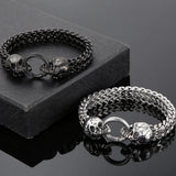 Punk Skull Head Man Bracelet Stainless Steel Gothic Bikers Hand Bracelet