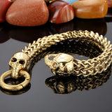 Punk Skull Head Man Bracelet Stainless Steel Gothic Bikers Hand Bracelet