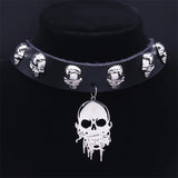 Punk Skull PU Leather Necklace Harajuku Gothic Cosplay Choker Neck NXH1016