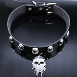 Punk Skull PU Leather Necklace Harajuku Gothic Cosplay Choker Neck NXH1016