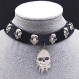 Punk Skull PU Leather Necklace Harajuku Gothic Cosplay Choker Neck NXH1016
