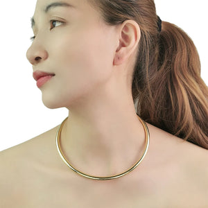 Punk Solid Alloy Torques Choker Necklaces For Women African Chunky Metal Bib Col