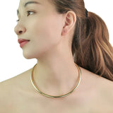 Punk Solid Alloy Torques Choker Necklaces For Women African Chunky Metal Bib Col