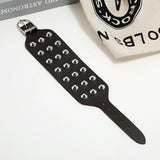 Wide Leather Bracelet Punk Style Sharp Rivet Decorative Bangles