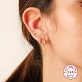 Punk Spike 925 Silver Circle Earrings Rivet Geometric Hoop Jewelry