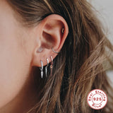 Punk Spike 925 Silver Circle Earrings Rivet Geometric Hoop Jewelry