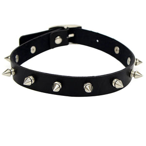 Punk Spike Choker Belt Collar Leather Studded Rivets Necklace