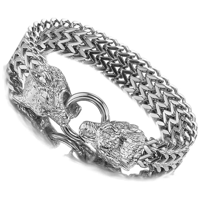 Wolf Head Chain Bracelet Punk Bangle for Men