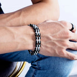 Punk Steel Bike Chain Link Charm Bracelet Sporty Cuff Bangle Men Jewelry