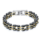 Punk Steel Bike Chain Link Charm Bracelet Sporty Cuff Bangle Men Jewelry