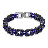 Punk Steel Bike Chain Link Charm Bracelet Sporty Cuff Bangle Men Jewelry