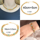 Punk Stainless Steel Bracelet For Women Thick Chain Stone Pearl Bracelet