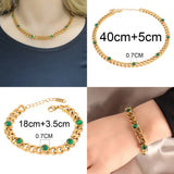 Punk Stainless Steel Bracelet For Women Thick Chain Stone Pearl Bracelet