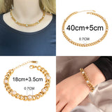Punk Stainless Steel Bracelet For Women Thick Chain Stone Pearl Bracelet