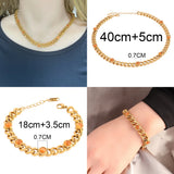 Punk Stainless Steel Bracelet For Women Thick Chain Stone Pearl Bracelet