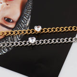 Punk Stainless Steel Cuban Heart Pendant Bracelet for Women