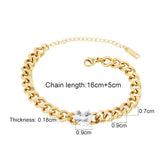 Punk Stainless Steel Cuban Heart Pendant Bracelet for Women