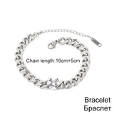 Punk Stainless Steel Cuban Heart Pendant Bracelet for Women
