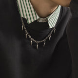 Punk Stainless Steel Chains Cone Pendants Necklace Hip Hop Choker Collar