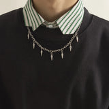 Punk Stainless Steel Chains Cone Pendants Necklace Hip Hop Choker Collar