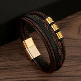 Punk Stainless Steel Charm Men Bracelet Magnetic Clasp Braided