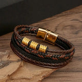Punk Stainless Steel Charm Men Bracelet Magnetic Clasp Braided